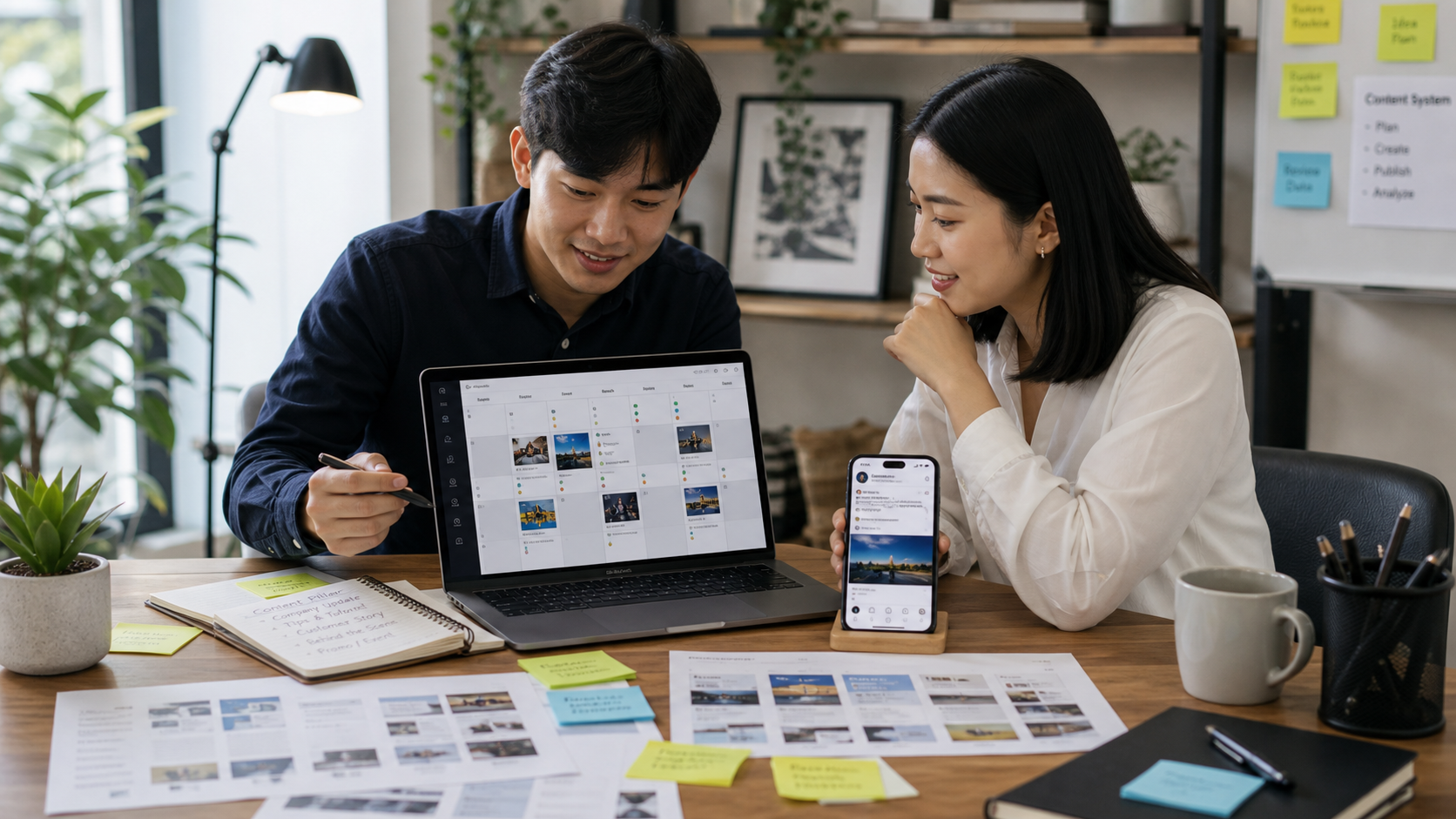 Remote branding and content calendar planning
