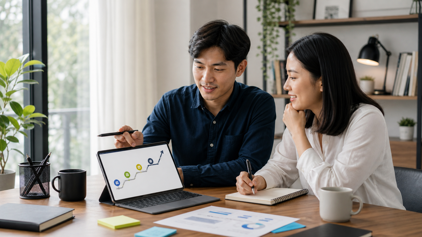 Remote business growth strategy discussion with digital roadmap
